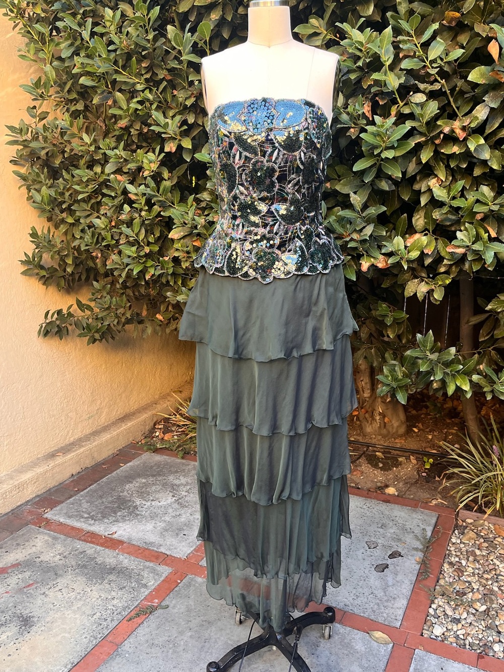 NWT vintage Liancarlo Couture Neiman Marcus beaded strapless gown - Size 10